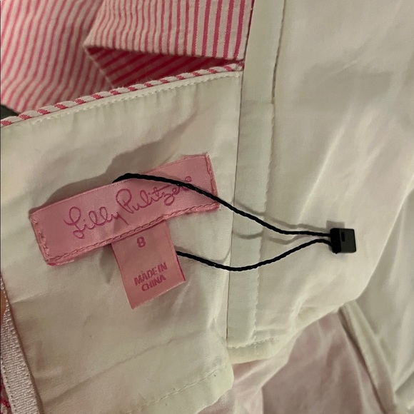 Lilly Pulitzer Richelle Pink and White Striped Seersucker Strapless Dress Size 8 - Picture 5 of 7